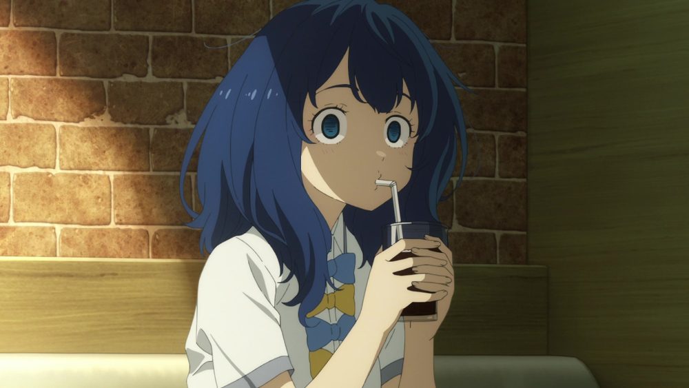 makeine feature image. a high school girl, anna, is staring straight forward with a shell-shocked expression while sipping a drink out of a straw.